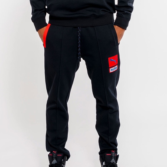 puma black and red tracksuit